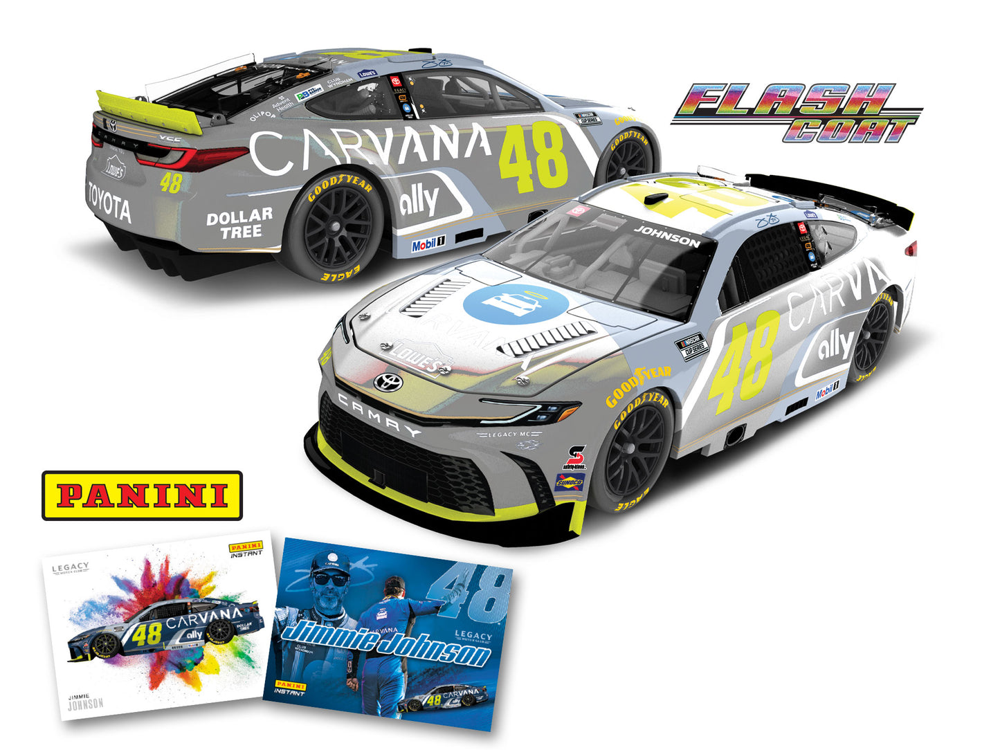 Jimmie Johnson 2026 - #48 Carvana / Lowe (Panini Collab) - 1:24 ARC Flashcoat Silver Diecast