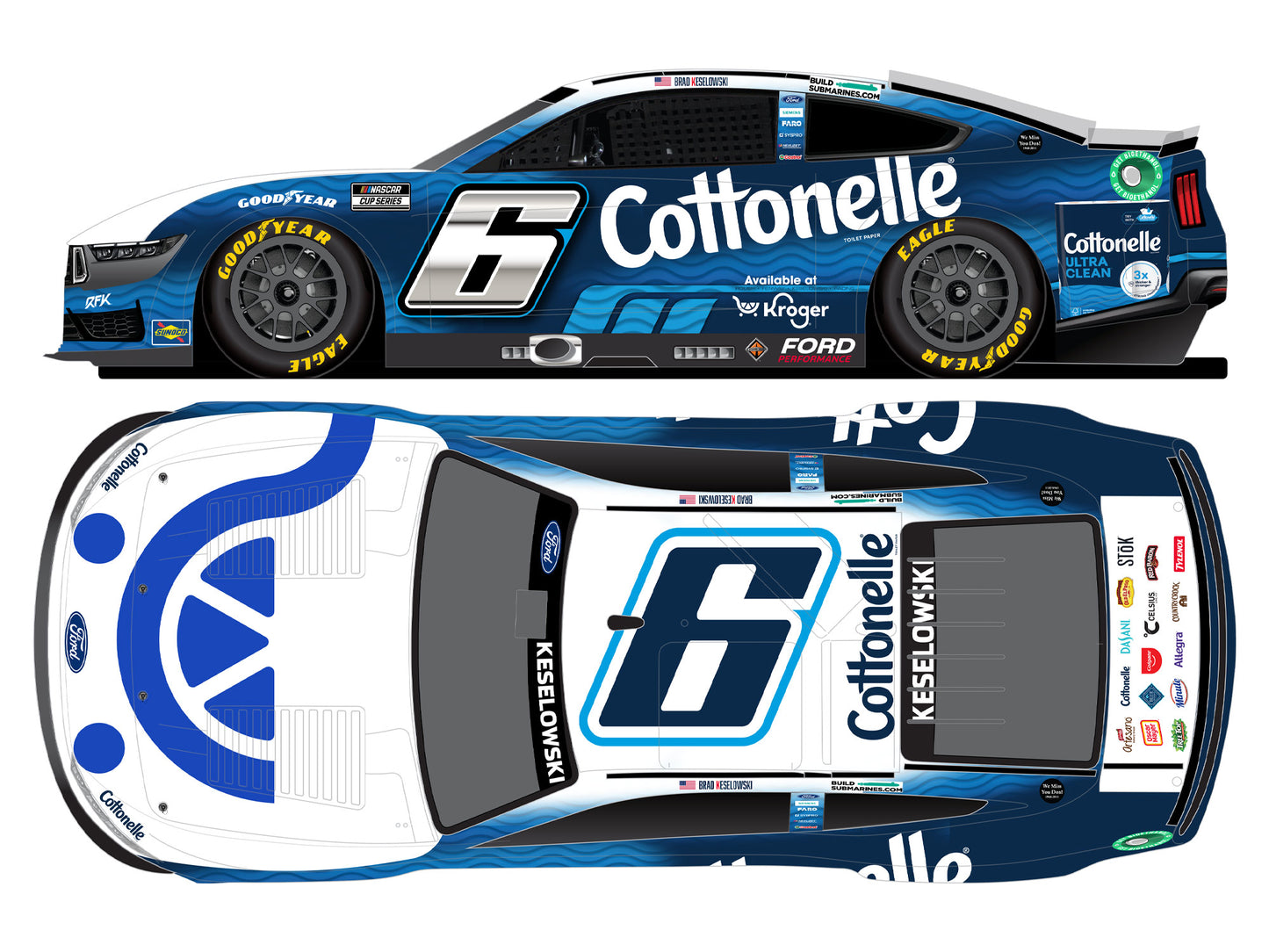 Brad Keselowski 2025 - #6 Kroger / Cottonelle - 1:24 ELITE Diecast