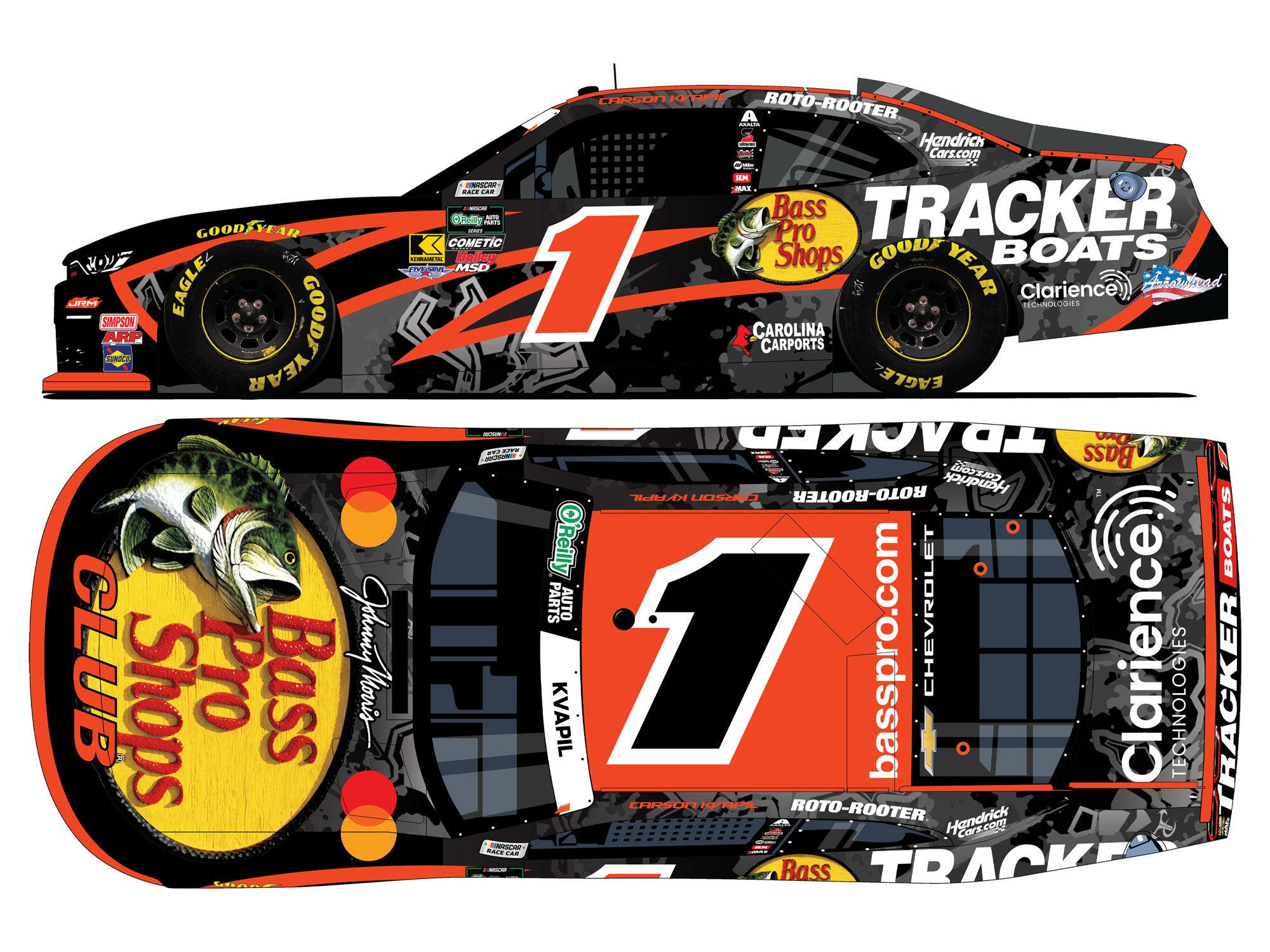 Carson Kvapil 2026 - #1 Bass Pro Shops / Tracker Boats - 1:24 ARC