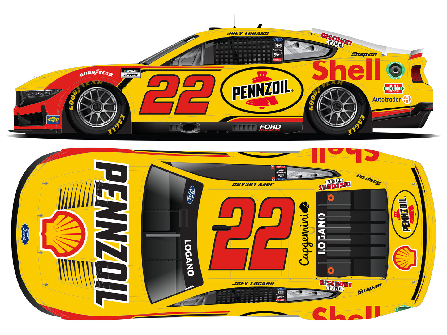 Joey Logano 2025 - #22 Shell-Pennzoil - 1:24 ARC Chrome Diecast