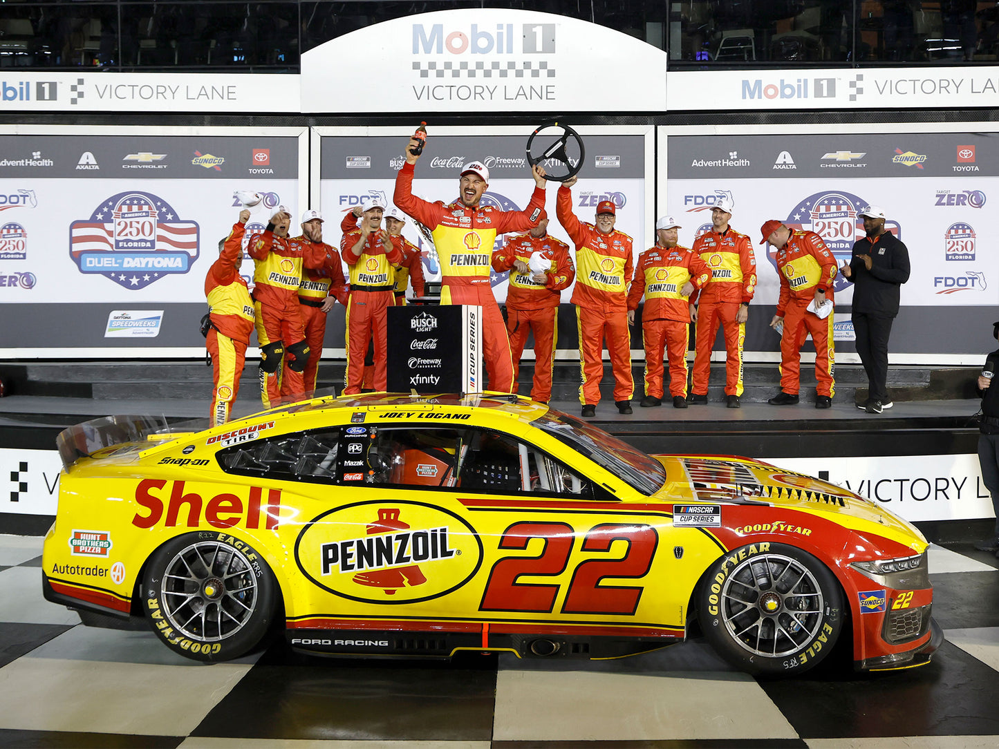 Joey Logano 2026 - #22 Shell-Pennzoil (Daytona Raced Win) - 1:24 ELITE Diecast
