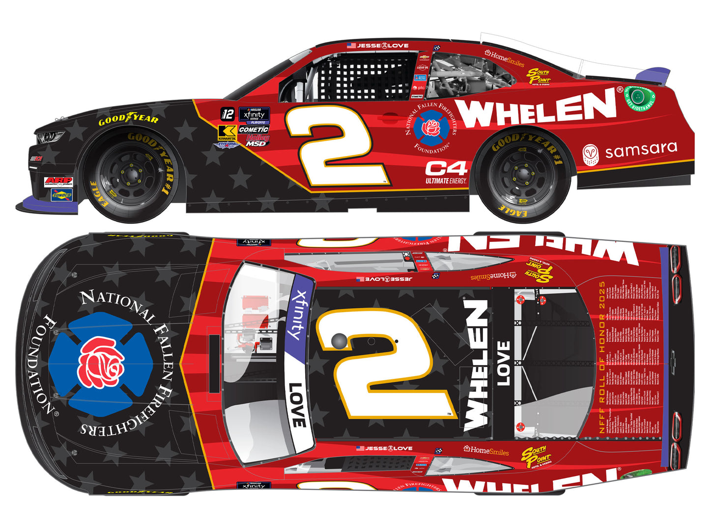 Jesse Love Jr. 2025 - #2 Whelen / National Firefighters Foundation - 1:24 ARC Diecast