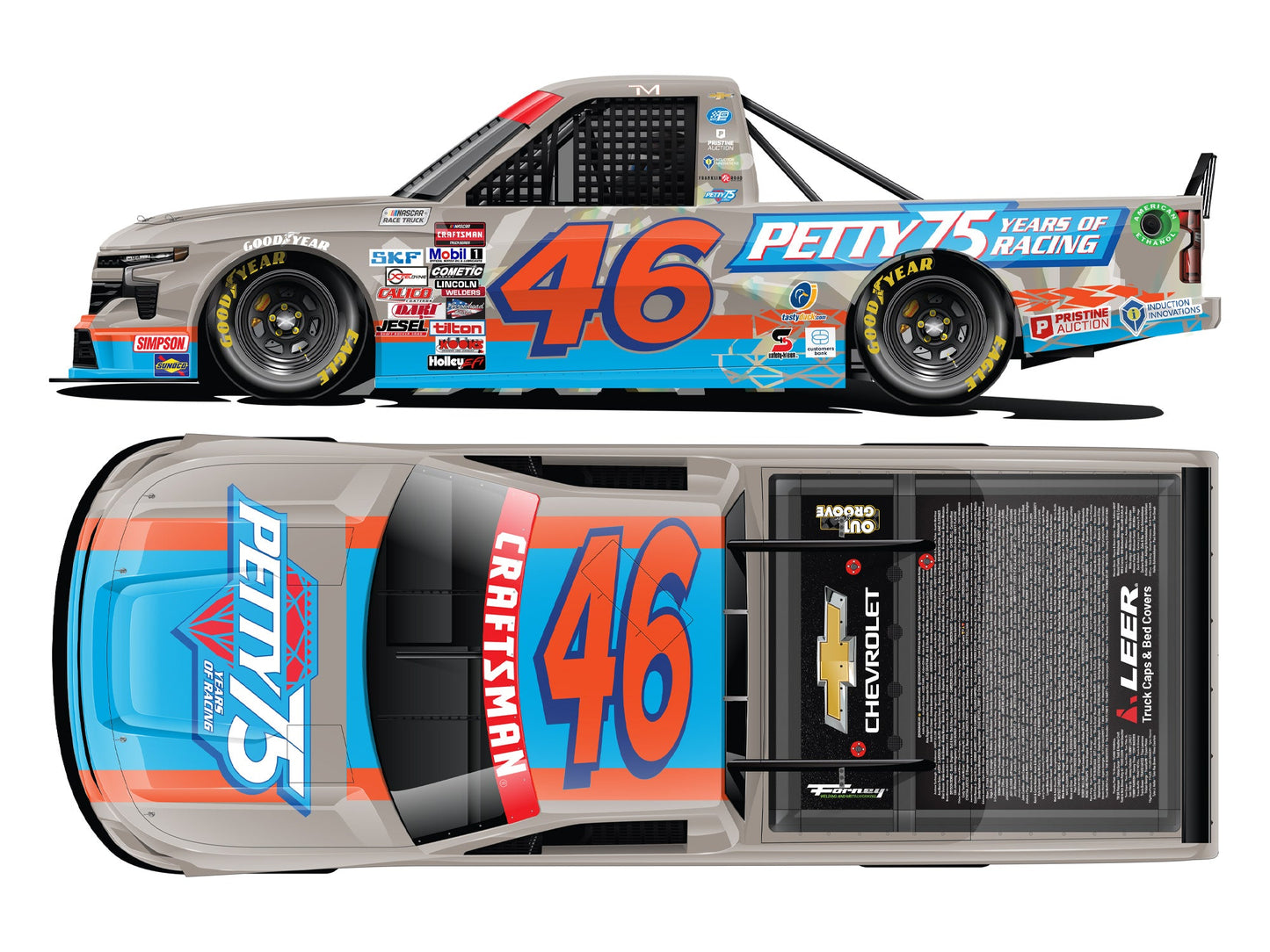 Thad Moffitt 2024 - #46 Petty 75 Years of Racing (Throwback) - 1:24 ARC Diecast