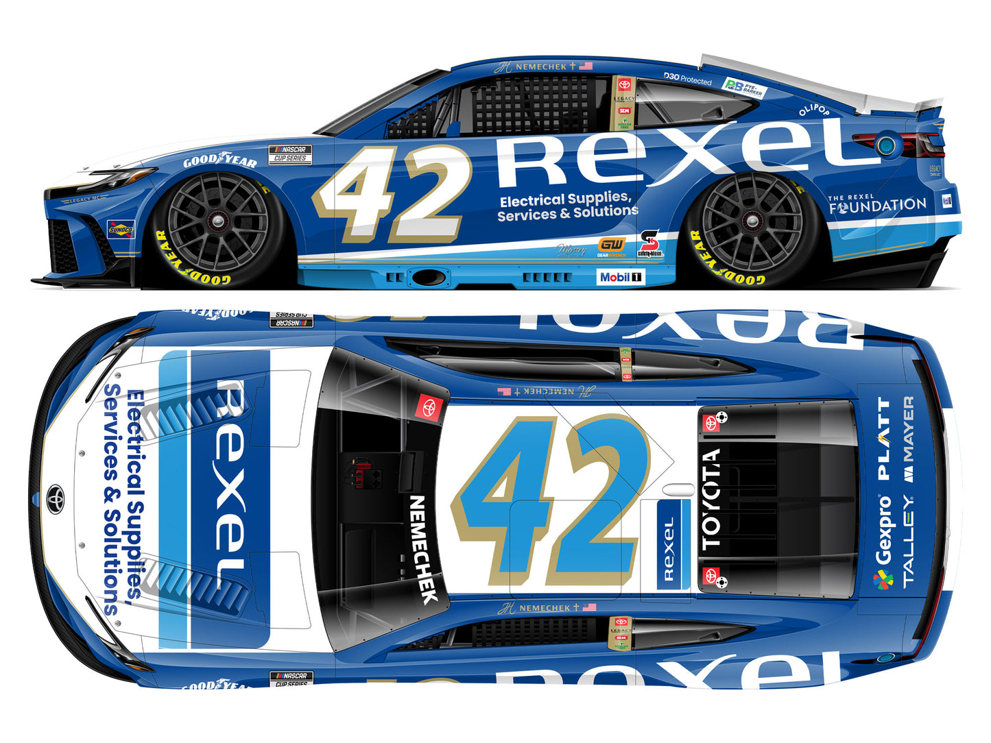 John Hunter Nemechek 2026 - #42 Rexel - 1:24 ARC Chrome Diecast