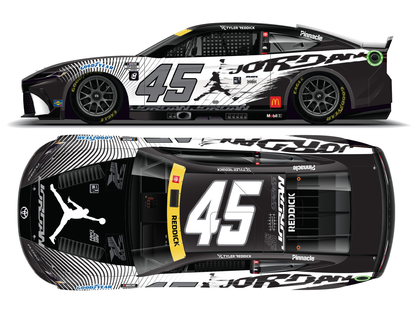 Tyler Reddick 2024 - #45 Jordan Brand Black - 1:24 ELITE Diecast