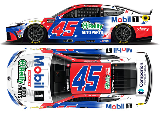 Tyler Reddick 2026 - #45 Mobil 1 / O'Reilly Patriotic - 1:24 ELITE Diecast