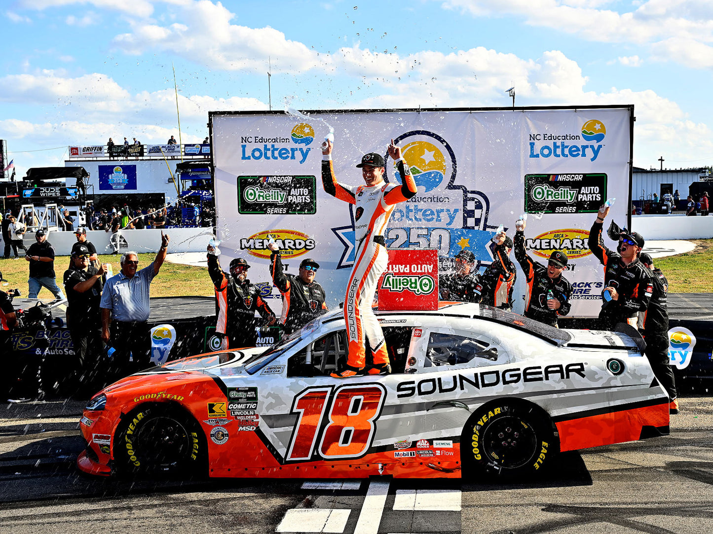 William Sawalich 2026 - #18 SoundGear (Rockingham, NC Raced Win) - 1:24 ARC Chrome Diecast
