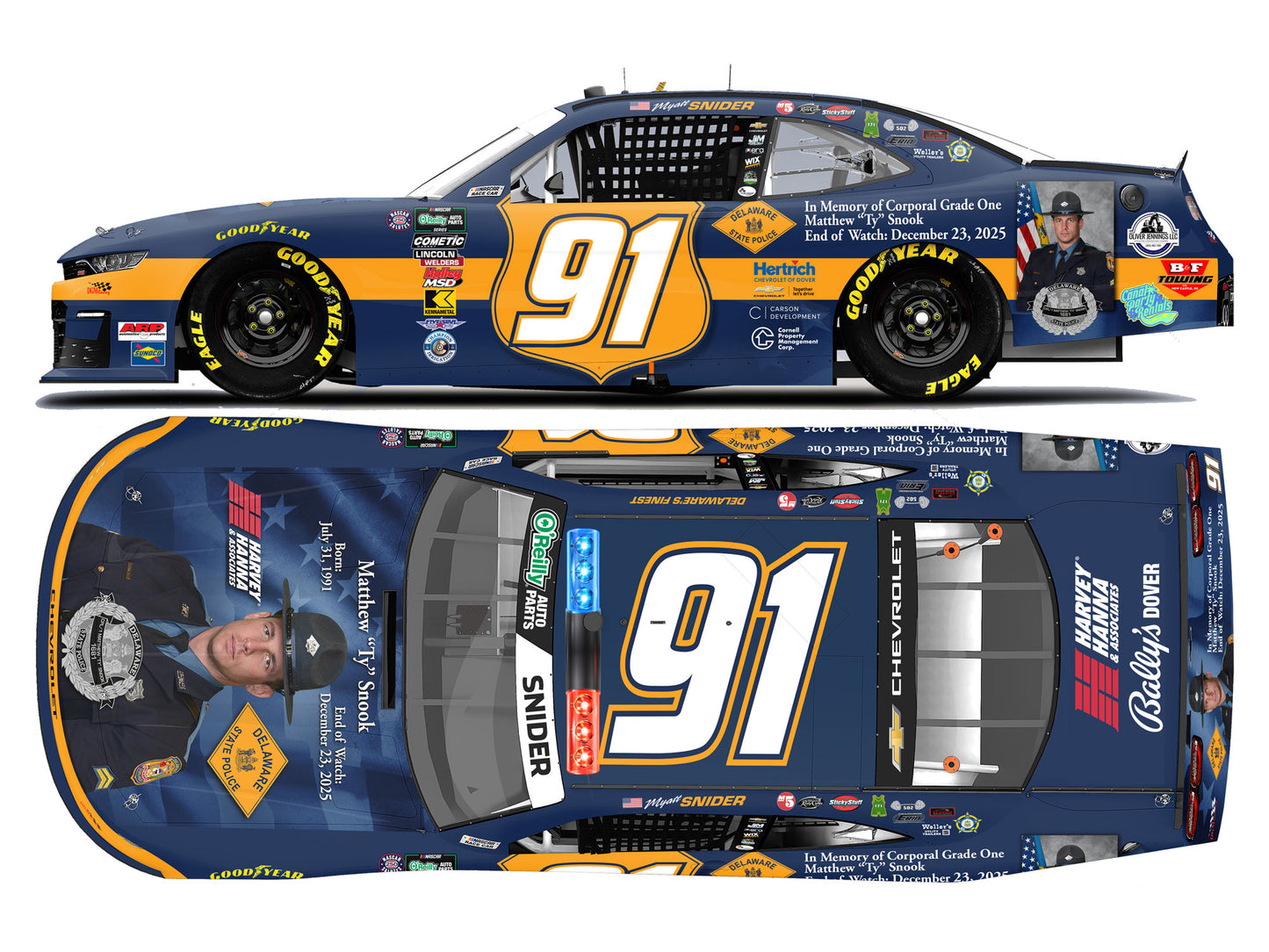 Myatt Snider 2026 - #91 Delaware State Police Corporal Grade One Matthew “Ty” Snook - 1:64 ARC Diecast