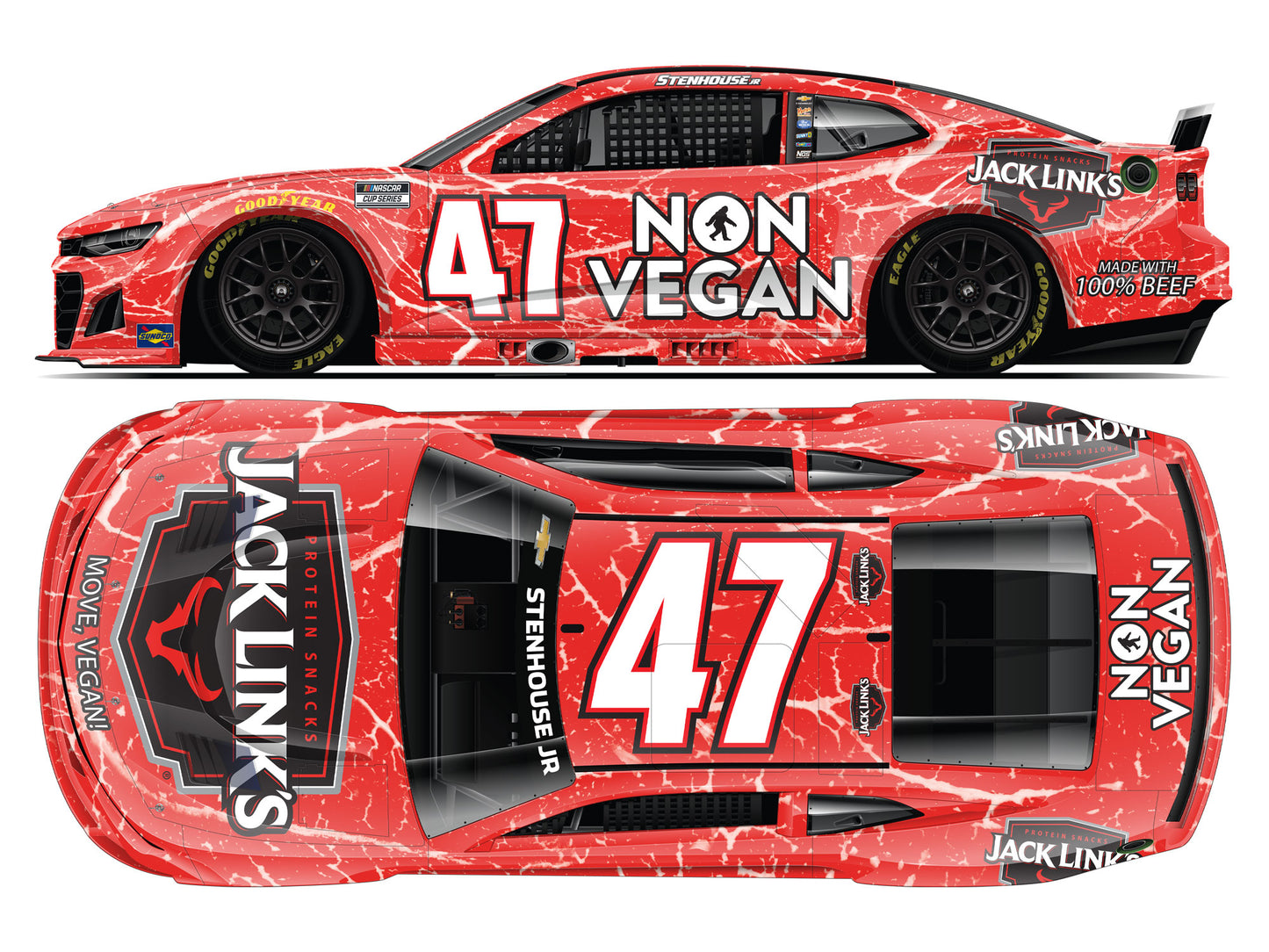 Ricky Stenhouse Jr 2025 - #47 Jack Link’s Non Vegan - 1:24 ELITE Diecast