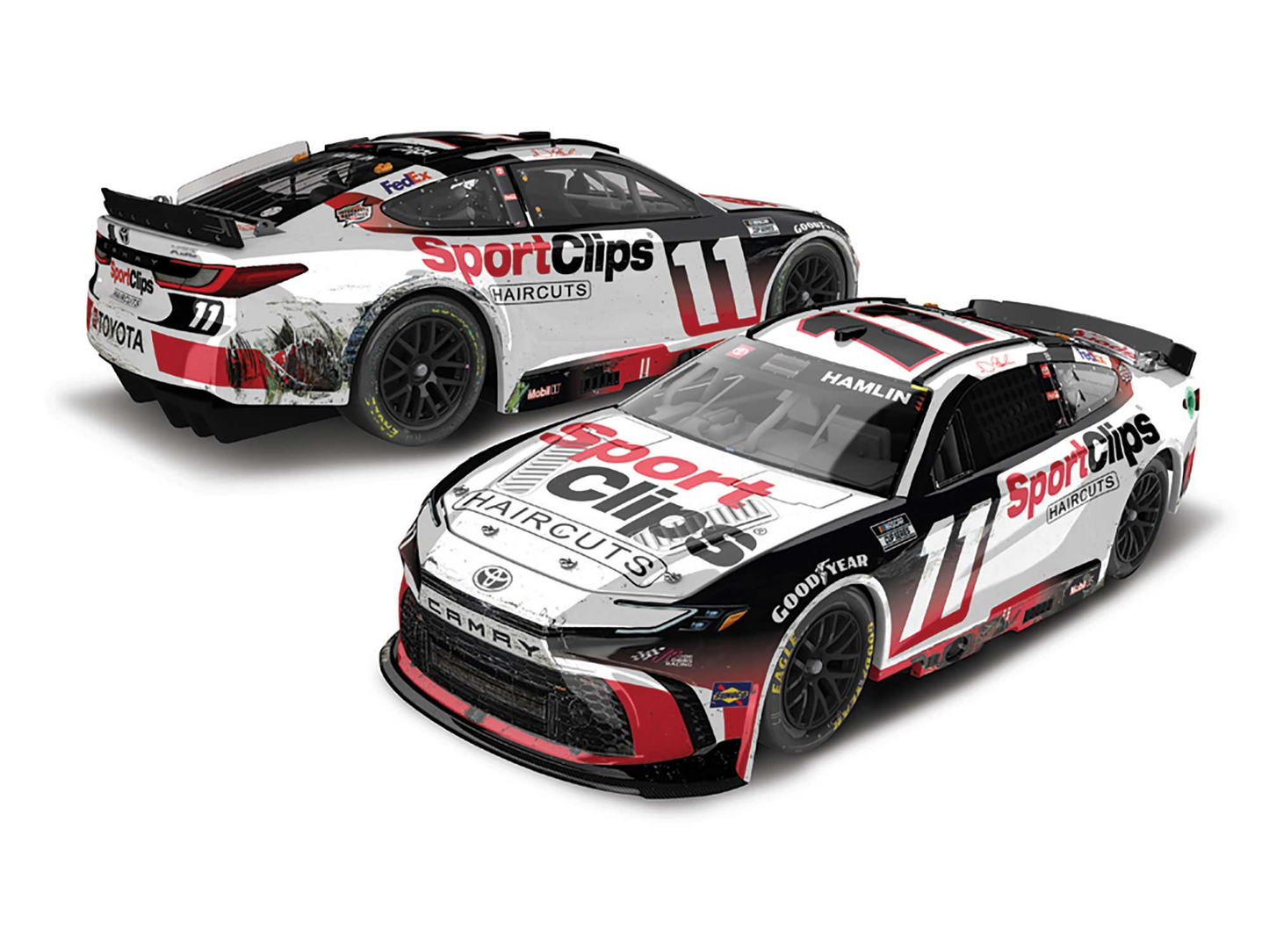 Denny Hamlin 2024 - #11 Sport Clips (Lost Angeles Raced Win) - 1:24 ELITE Diecast