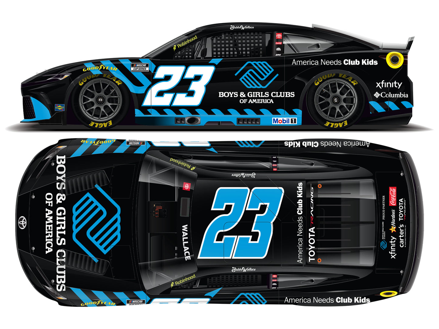 Bubba Wallace  2026 - #23 Boys & Girls Clubs of America  - 1:24 ARC Chrome Diecast