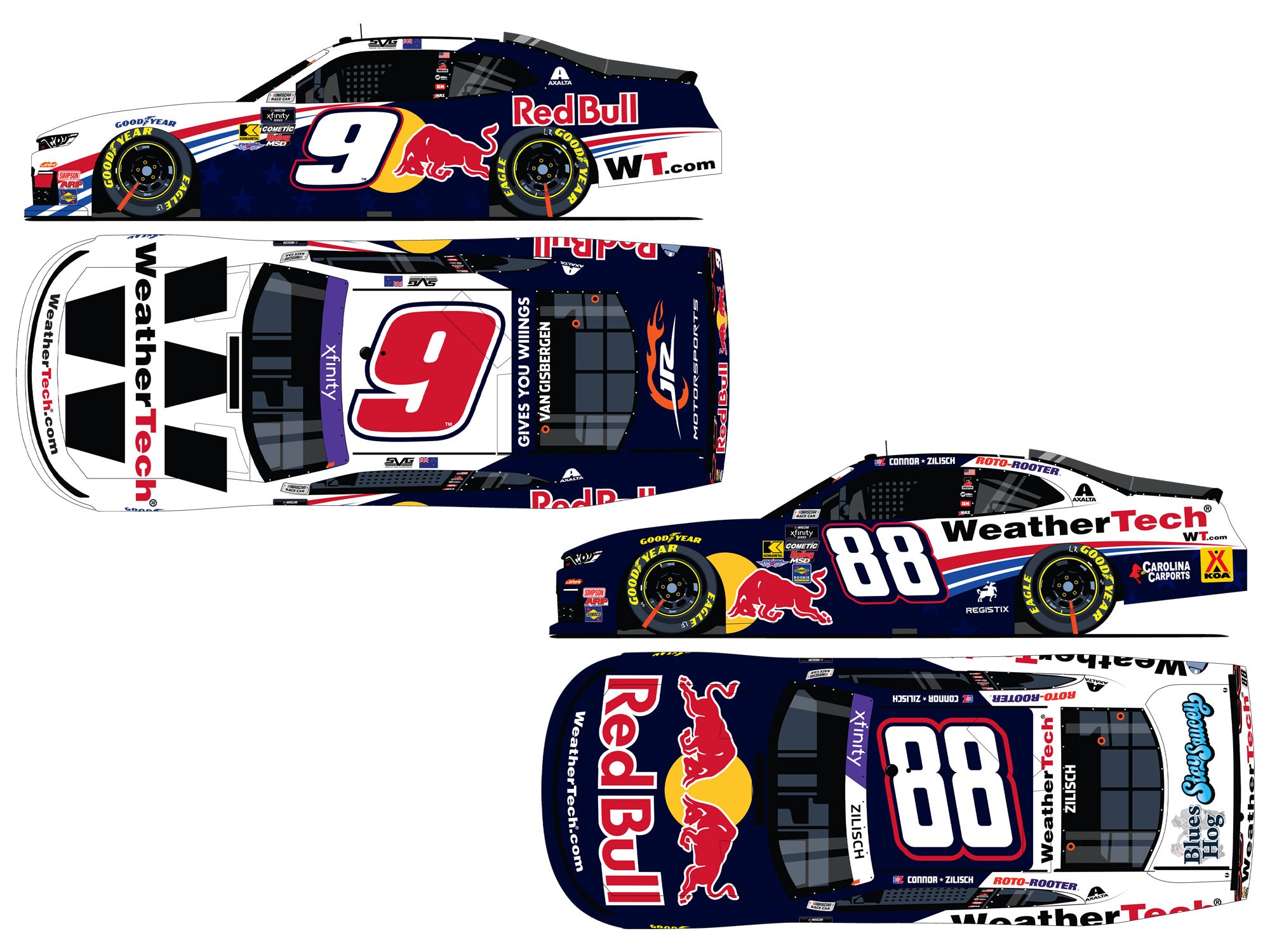 Various Drivers 2025 - #9 / 88 WeatherTech / Red Bull - 1:64 ARC Dieca ...